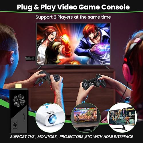 Miniatura 7 de Palo de juego retro inalámbrico de 2 generación, consola de videojuegos retro, 9 emuladores, (64G), con más de 13000 juegos electrónicos