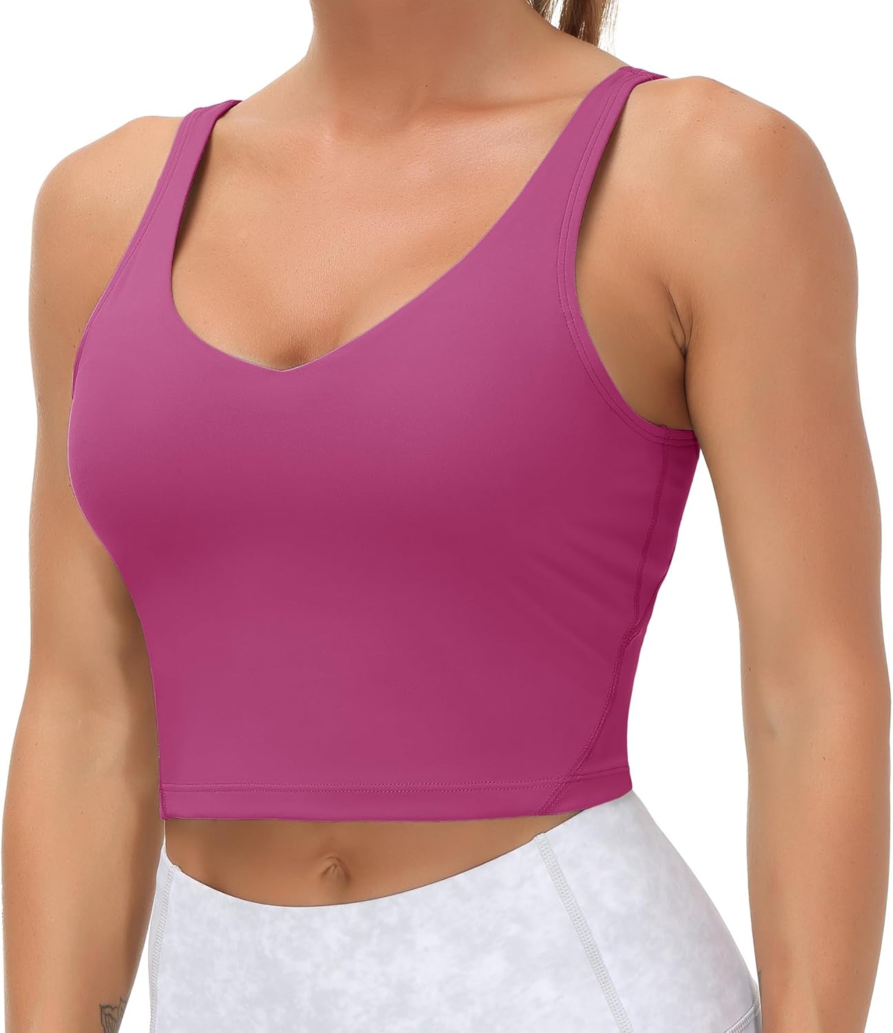 THE GYM PEOPLE Womens' Sports Bra Longline Wirefree Padded with Medium Support - Image 2