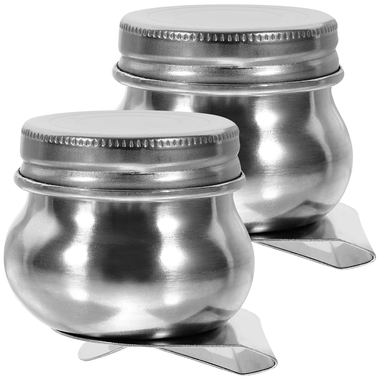 VILLCASE 2pcs Stainless Steel Palette Cup Lid for Oil Painting Dipper Palette Cup Brush Washer