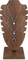 MOOCA Wooden Necklace Display Stand - Adjustable Easel Holder for 6 Necklaces, Freestanding Jewelry Showcase, Brown Wood
