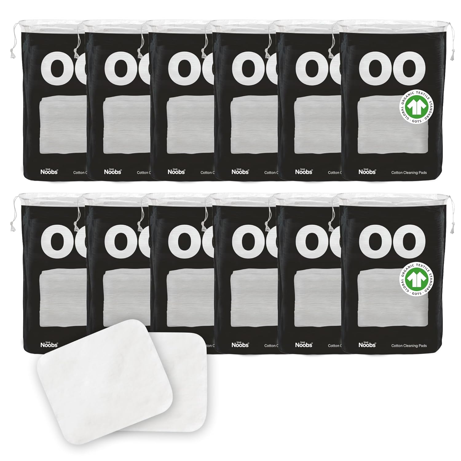 Baby Cotton Pads for Diaper Change by LoveNoobs, 720 Count, Ultra Soft 100% Organic Extra Large Cotton Pads for Baby Sensitive Skin, Lint-Free, Premium Jumbo Size, GOTS Certified