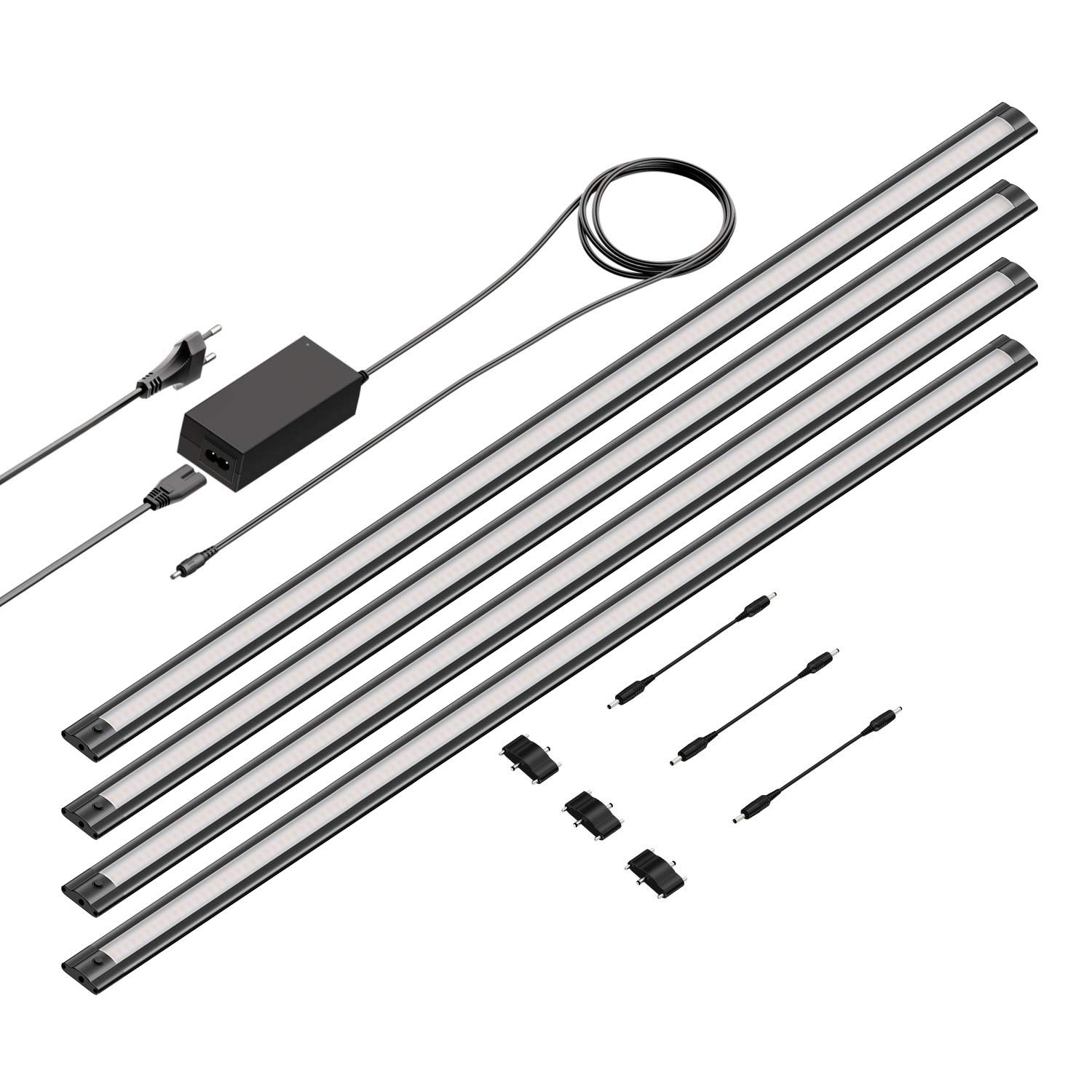 ledscom.de LED Unterbau-Leuchte SIRIS schwarz matt, flach, 90cm, je 963lm, warm-weiß 4er Set