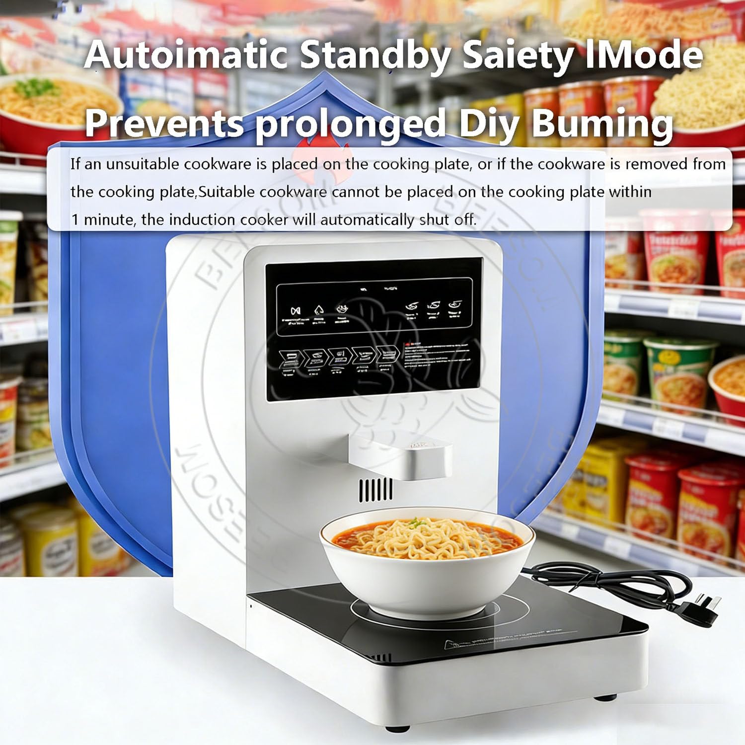 Cuocipasta Touchscreen,Cuoci Pasta Automatico,Controllo Acqua Automatico,2200W Potente,per Ristoranti, Bar, Mense Scolastiche e Aziendali