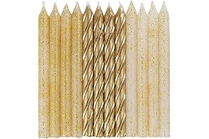 Dazzling Glitter & Gold Spiral Birthday Candles
