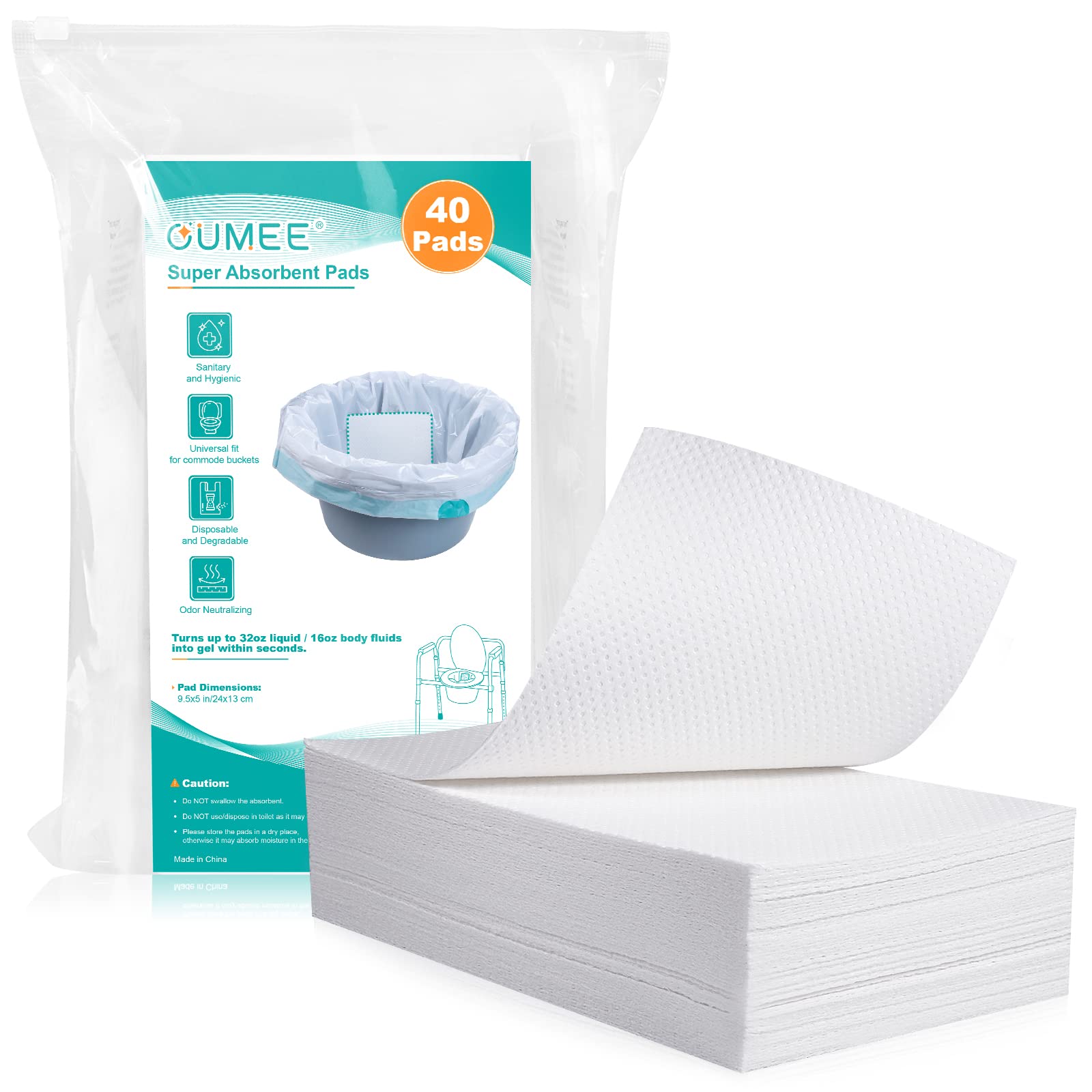 Buy OUMEE 40 Pack Absorbent Commode Pads for Bedside Toilet Chair