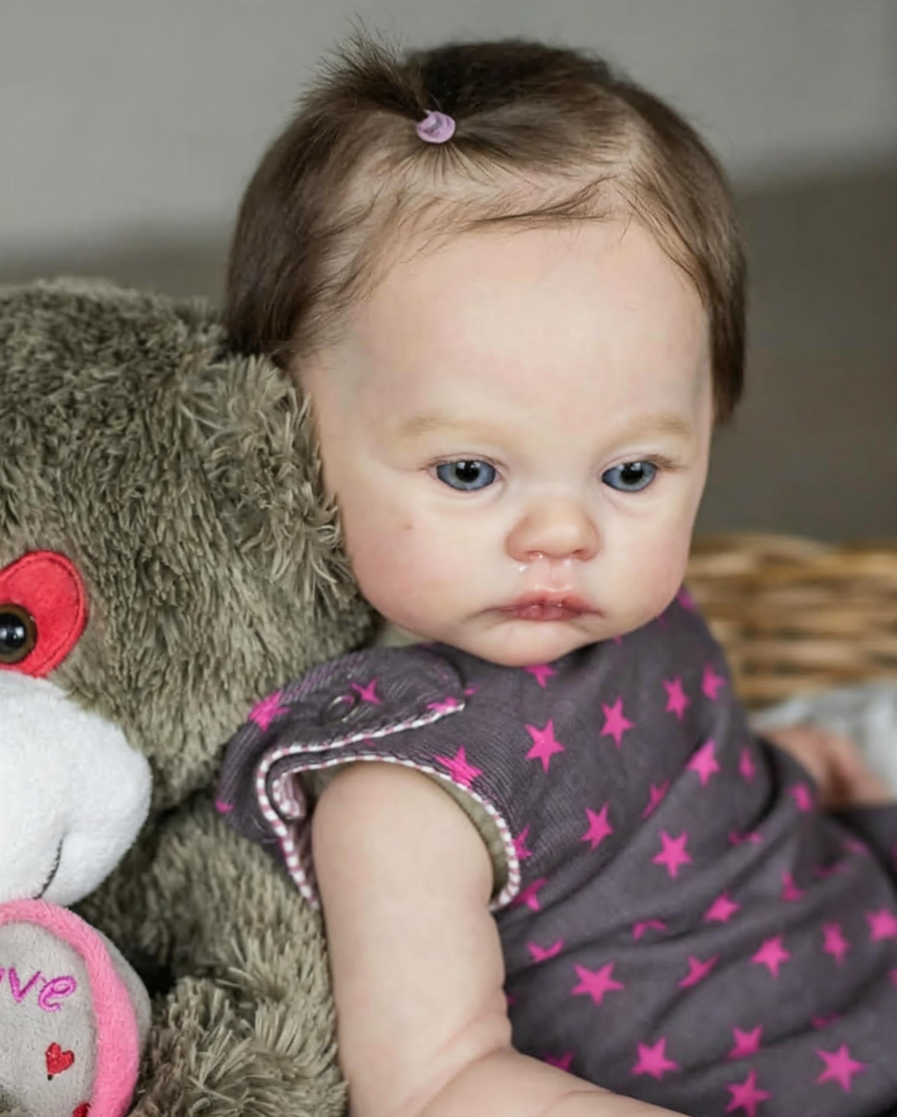RXDOLL Winylowe lalki Reborn na całe ciało, 45 cm, prawdziwe życie, dla noworodka, dziewczynki z otwartymi oczami, ważone, realistyczne lalki niemowlęce, ręcznie robiona zabawka prezentowa z