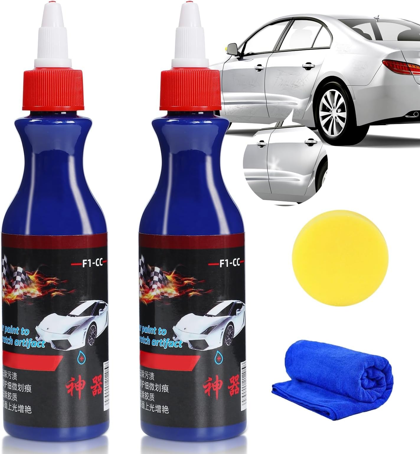 2024 Car Scratches Remover, Scratch Repair Wax for Cars,Ultimate Paint Restorer,Paint Scratch Repair Agent,Deep Scratch Repair Kit for Cars, F1-Cc Car Paint Scratch Remover(2PCS)