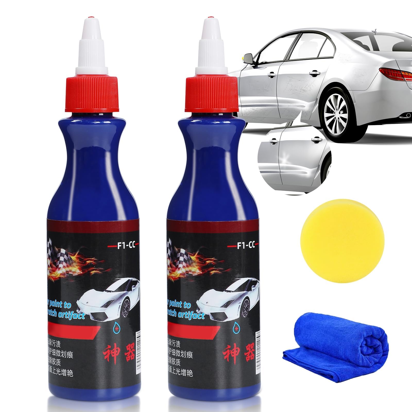 2024 Car Scratches Remover, Scratch Repair Wax for Cars,Ultimate Paint Restorer,Paint Scratch Repair Agent,Deep Scratch Repair Kit for Cars, F1-Cc Car Paint Scratch Remover(2PCS)