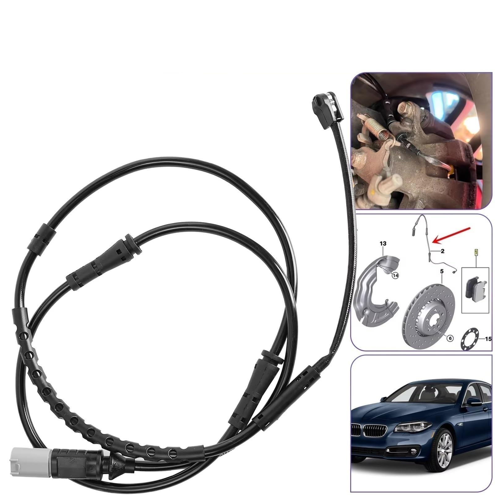 Flexibles de frein Compatible Avec BMW Pour 740Li Base 2011 2012 2013 2014 2015 Capteur Frein De Voiture Indicateur Capteur D'usure Des Plaquettes Frein Avant Voiture 34356791958