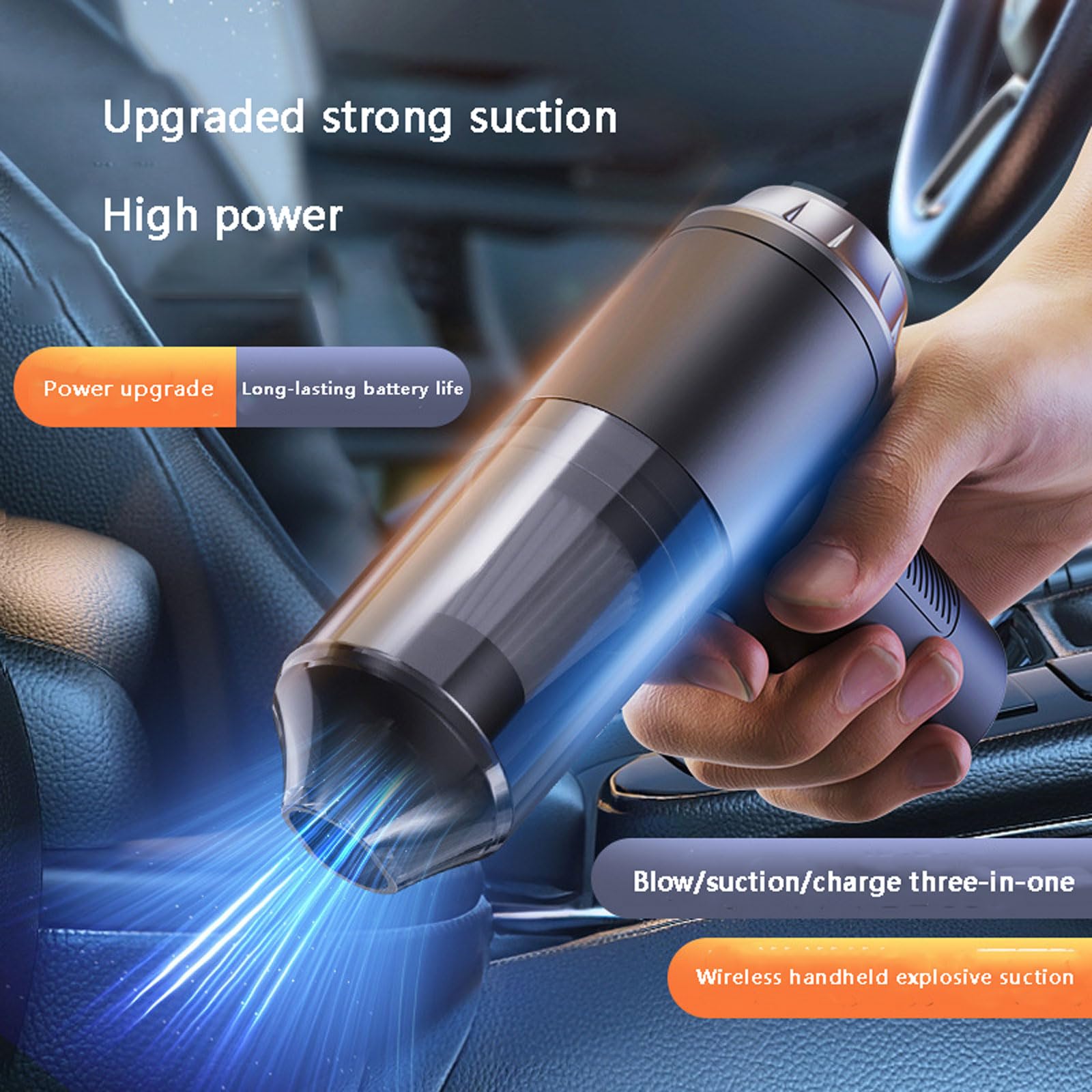 aspiradora para Coche, Recargable por USB, 30 Minutos de autonomía