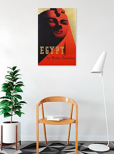 Miniatura 2 de buyartforless Póster de viaje vintage de Egipto para sol de invierno, 36 x 24 pulgadas, diseño de esfinge egipcia