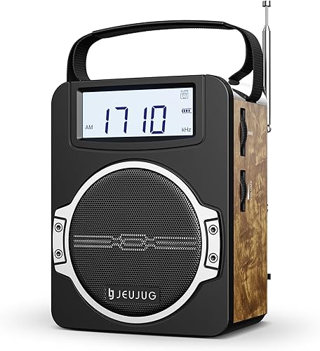 Radio portátil AM FM Radios digitales reloj radio con Bluetooth 5 vatios altavoz recargable AM FM Radios enchufe en la pared funciona con pilas,