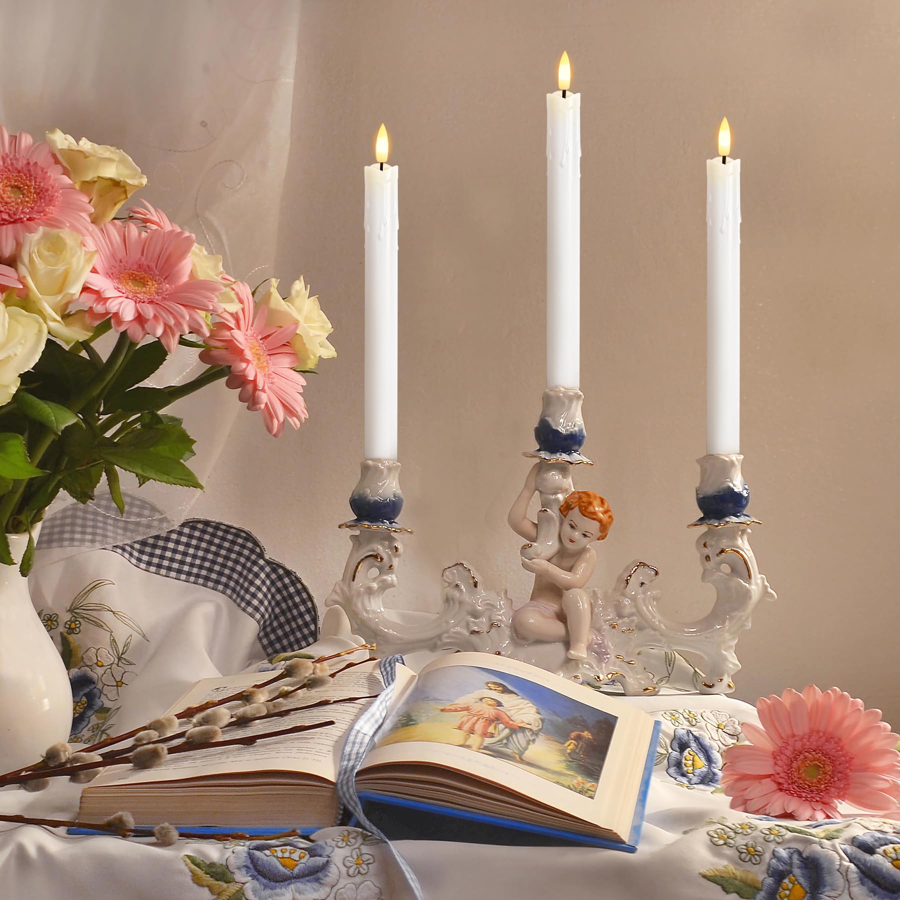 Zevanor Bougies LED Rechargeables Sans Flamme à Distance 5cm X6cm, Minuterie Plastique Vacillante Ivoire Lot De 6 Petites Mini-bougies Avec Câble De Recharge