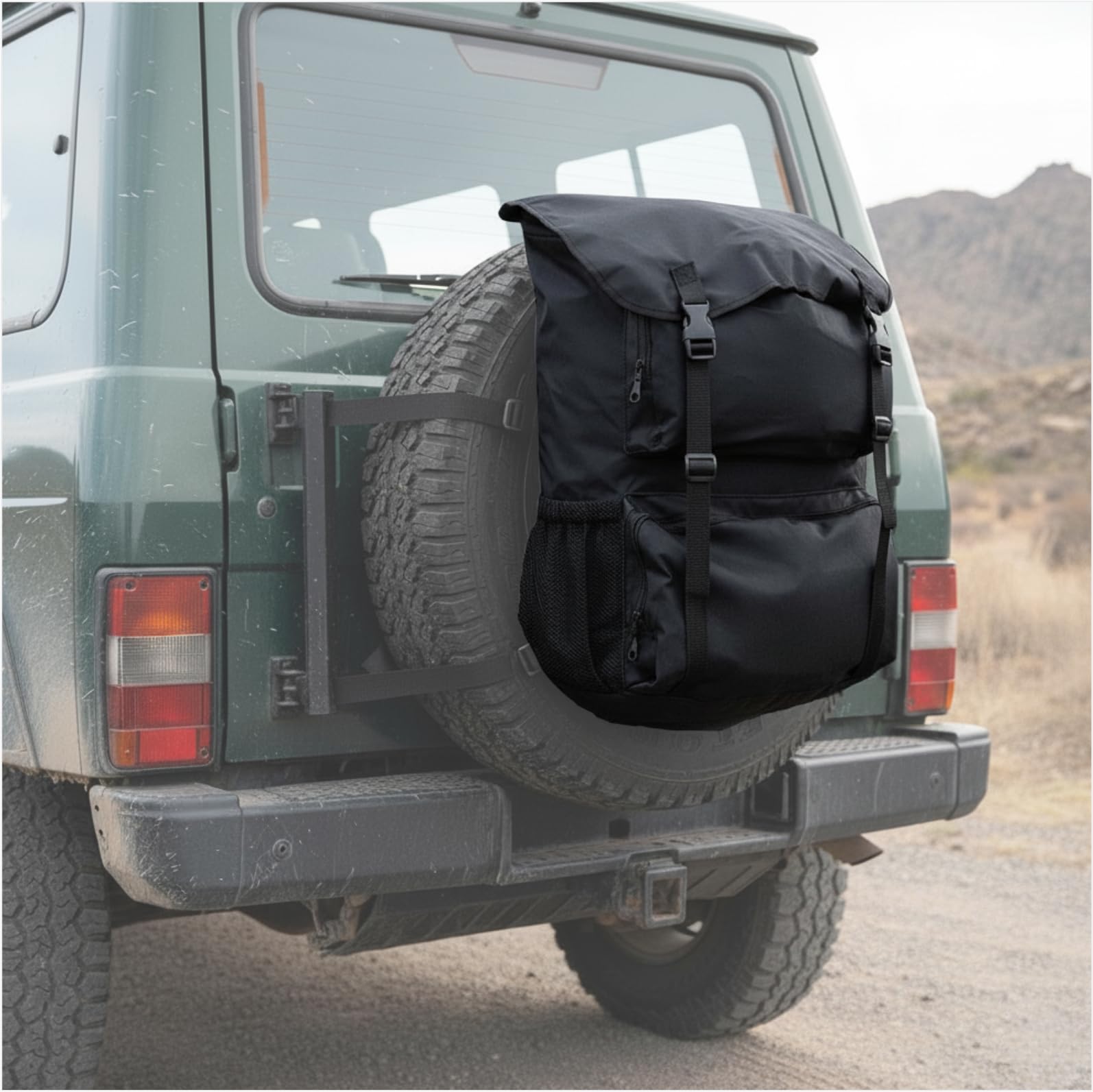 Offroad-Reserverad-Organizer-Tasche – 15 Gallonen großer Mülleimer für SUV, Pickup, Wohnmobil, Overland, passend für 30- bis 33-Zoll-Reifen