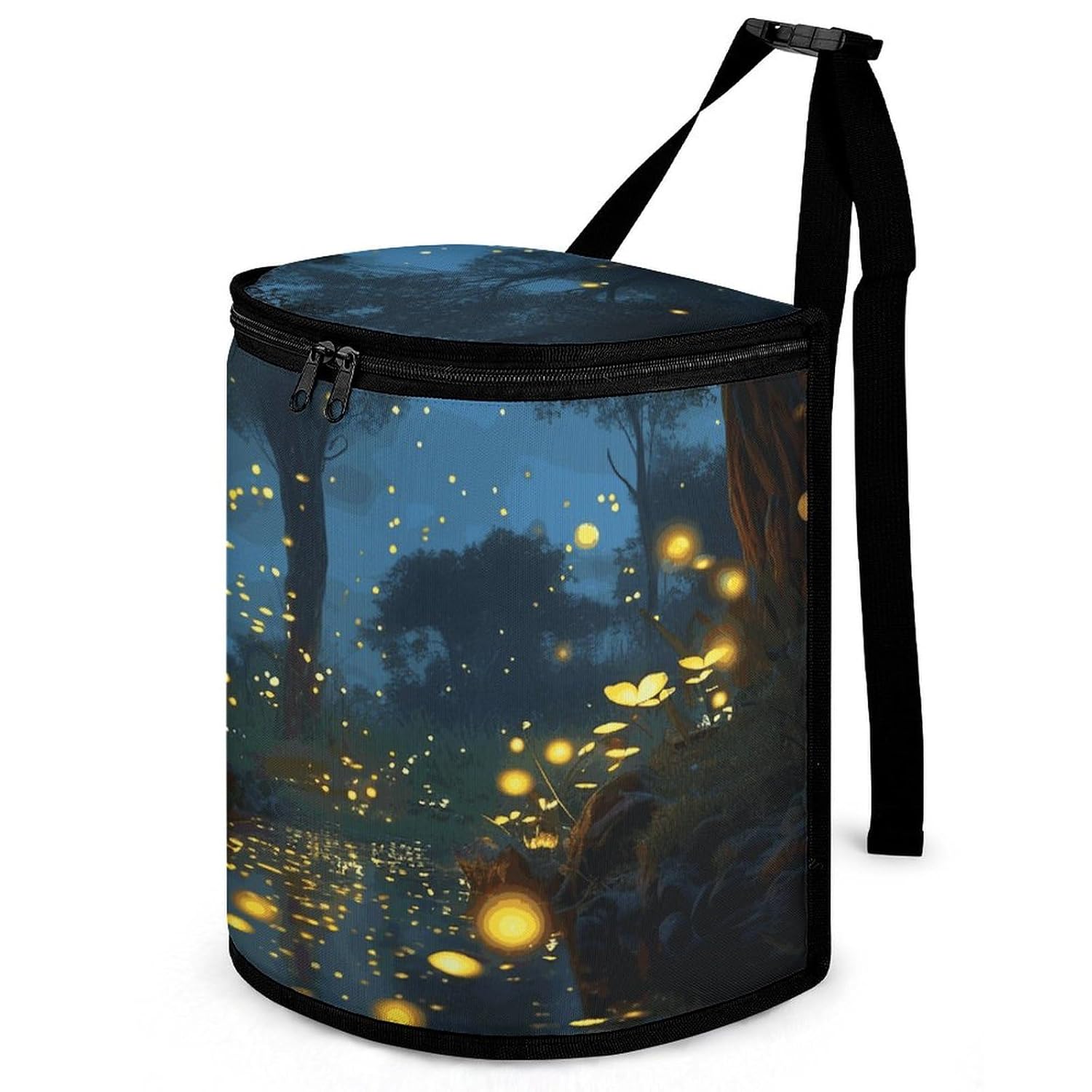 Hanging Car Trash Bag Fireflies Printed Car Garbage Storage Bag Leakproof Car Trash Can Portable Garbage Storage Bags