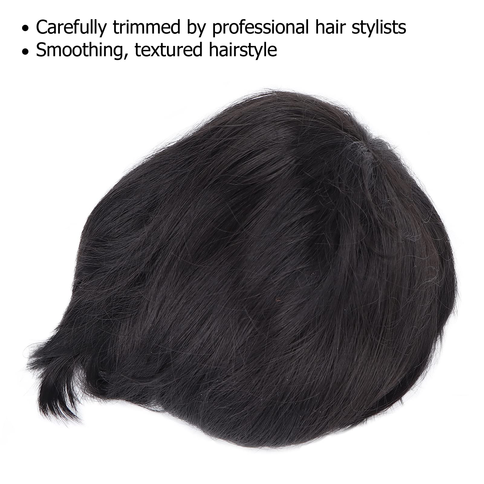 Men Short Wig, Black Finely Trimmed Wigs with Shapes Designed by Professional Hair Stylists - Image 3