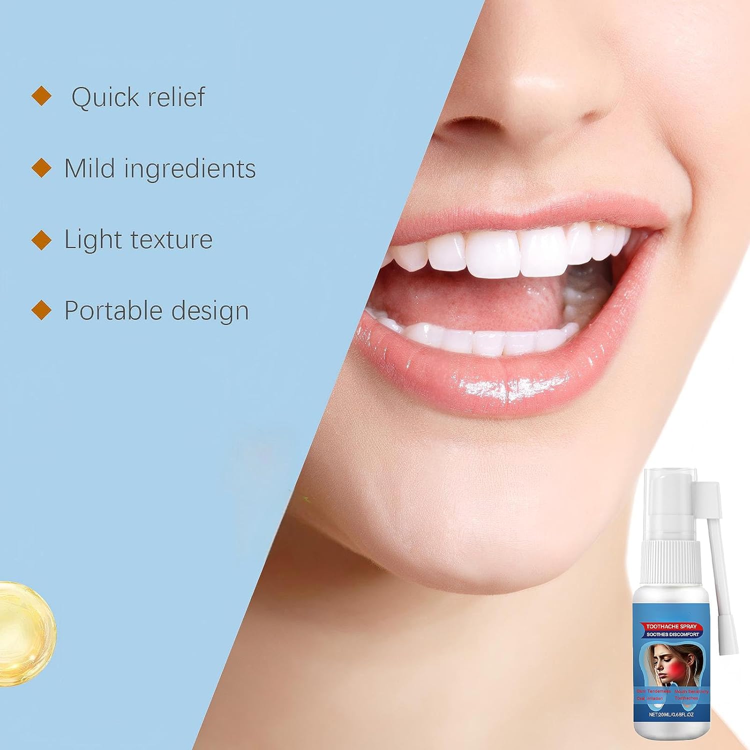 Toothache Relief Spray - Soothes Gum Fast, improves dryness, Mint & Chamomile Formula, Portable Oral Care for Adults (0.68FL.OZ) - Image 8