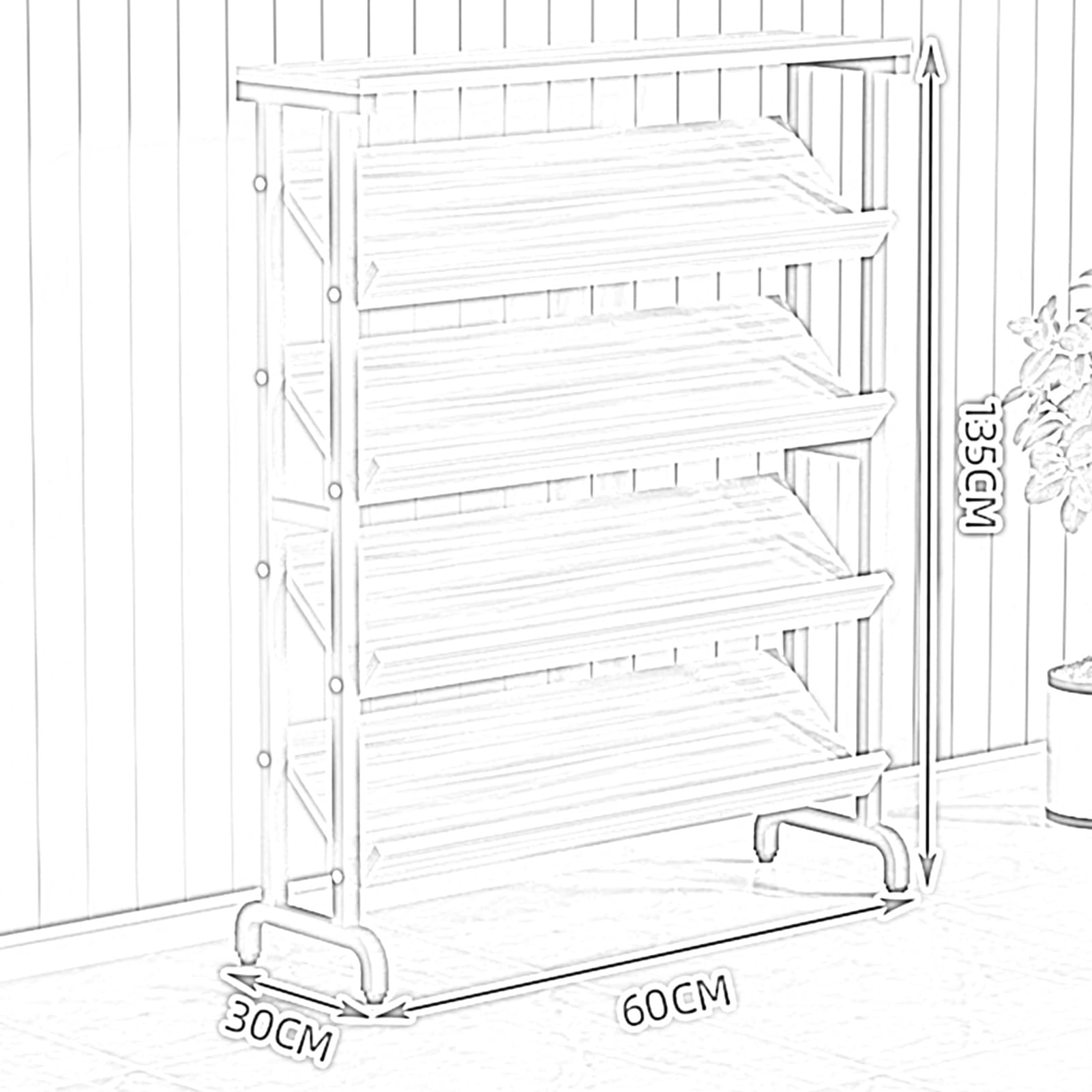 Stojak na magazyny – 4/5-stopniowy system prezentacji gazet, książek, czasopism – idealny na wystawy, centra handlowe, szpitale, biura – stojak na broszury (60 x 30 x 135 c