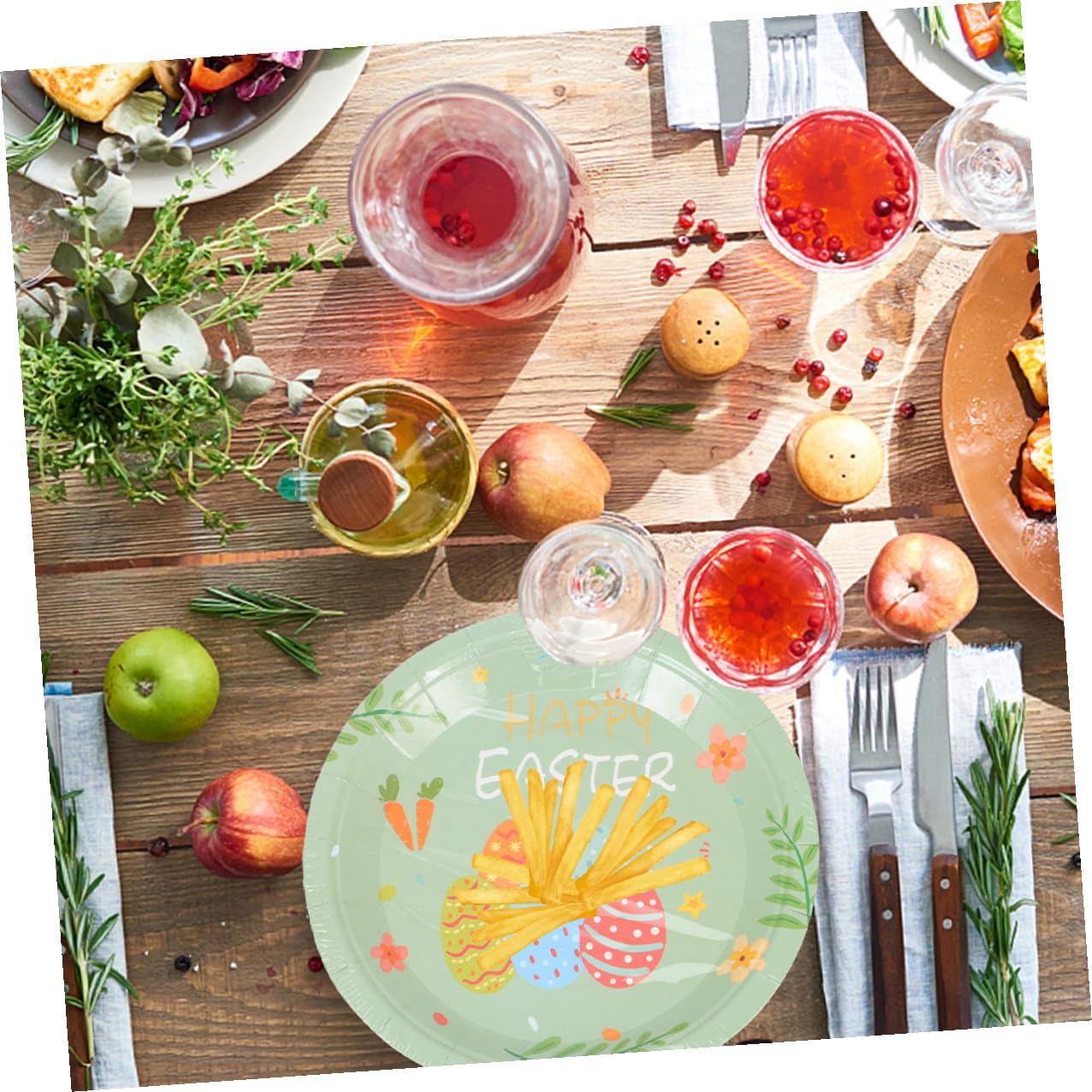 48pcs Easter Bunny Paper Plates 7-inch Disposable Dinner and Party Cake Plates for Spring Holiday Events, Multi-function Paper Tableware Set