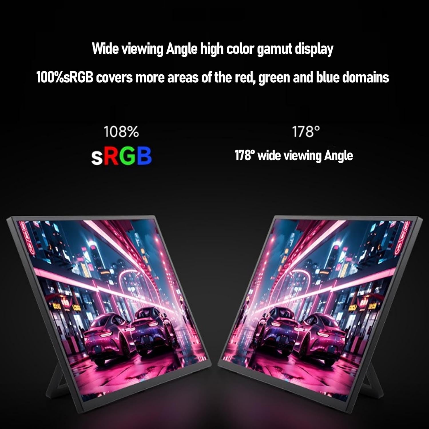 18.5 Inch Portable Display 120Hz FHD HDR External Monitor with Type C Ports for Laptop PC Phone Switch Steam Deck Travel Screen US Plug - Image 7