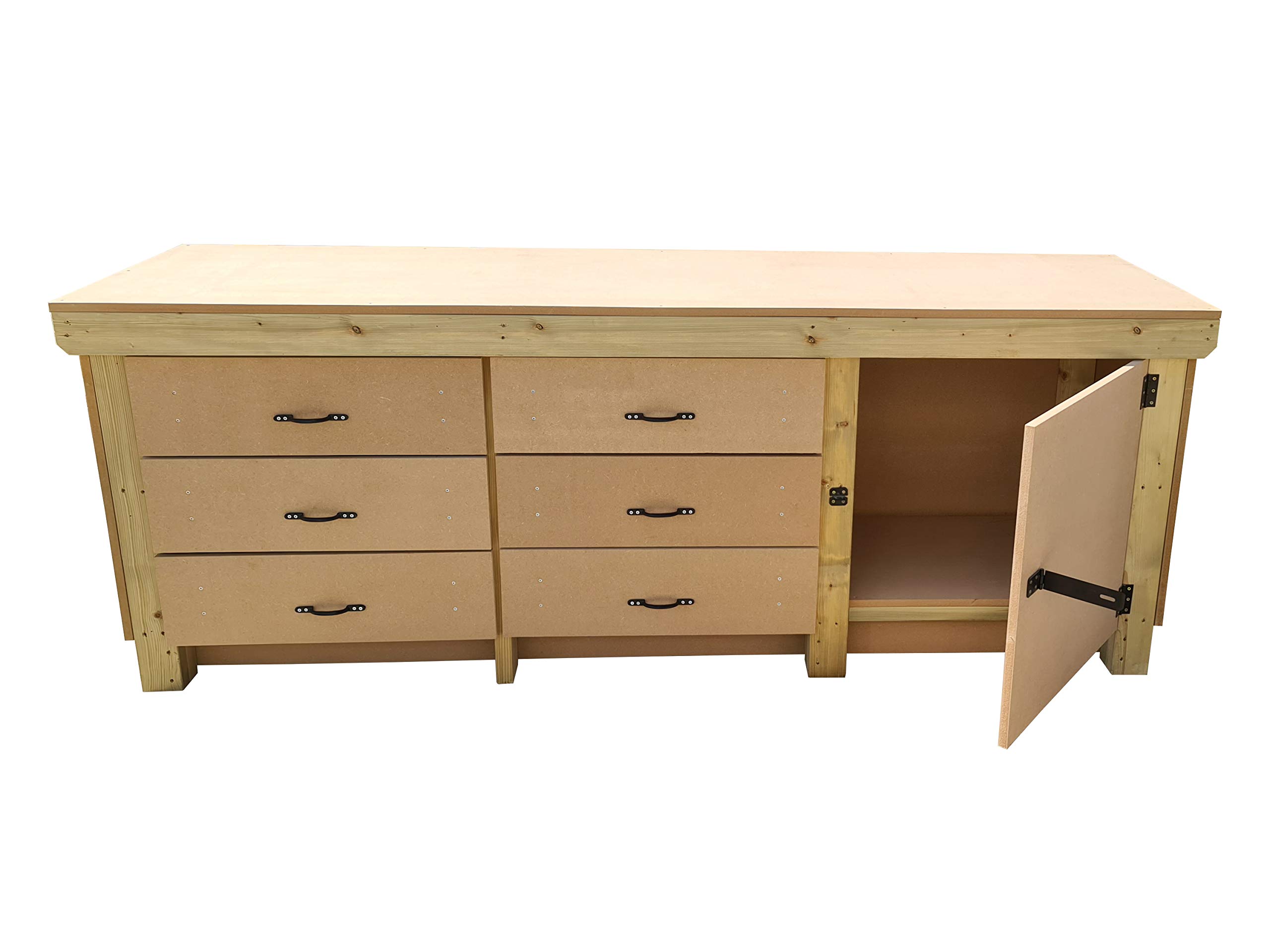 Arbor Garden Solutions Wooden MDF Workbench Tool Cabinet with Lockable Cupboard (7ft)