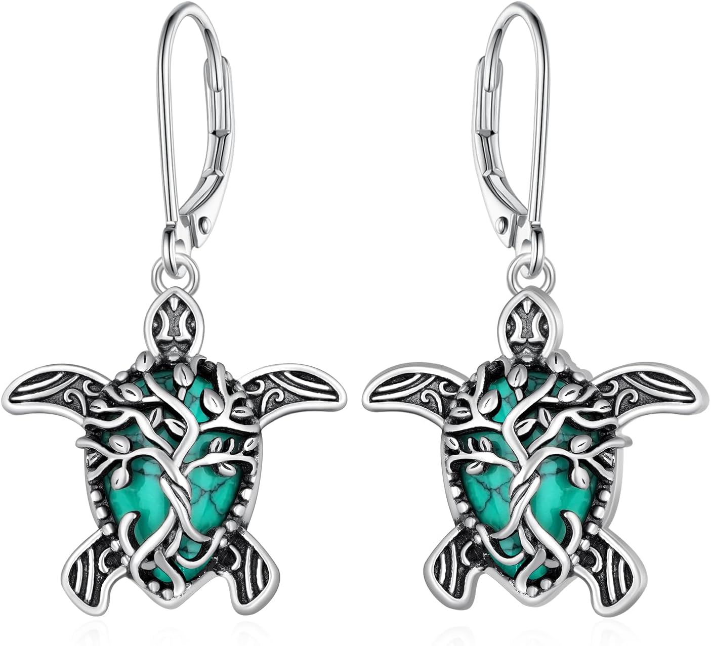 Sea Turtle Earrings 925 Sterling Silver Turquoise Tree of Life Sea Turtle Earrings for Women Turtle Jewelry Hawaii Gifts for Women