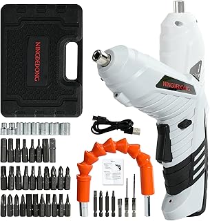 Electric Cordless Screwdriver Set, power-screw-guns,Rechargeable Cordless Power Tool with Carrying Case and Bits (white)