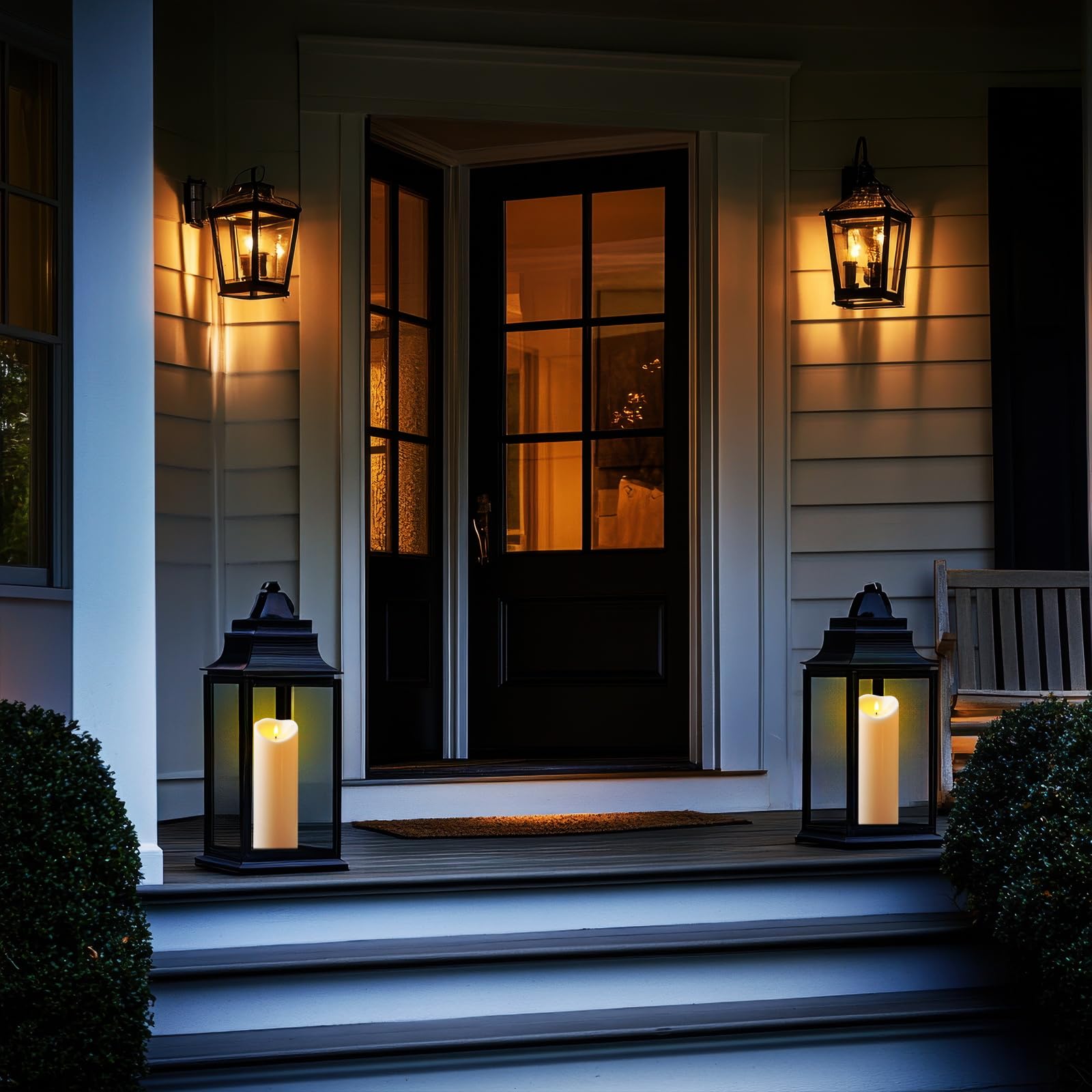 Amagic Velas grandes impermeables sin llama de 4 x 12 pulgadas, funcionan con pilas, control remoto y temporizador, vela LED parpadeante para decoración de patio al aire libre, patio, porche, blanco