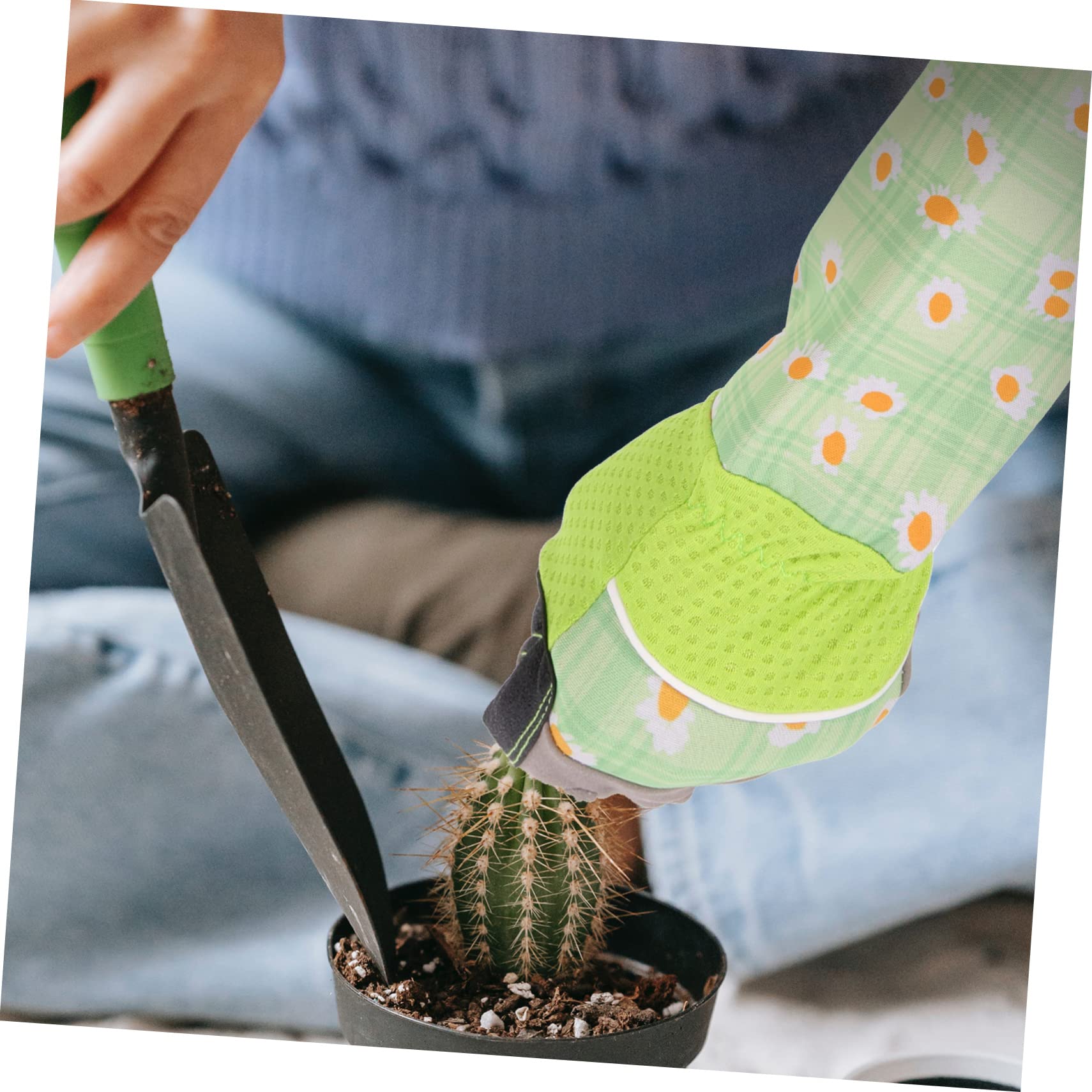 HANABASS Guantes de Jardinería Estampados Largos Protección para Manos, Material de Pu y Tela, Flexibles para Trabajo al Aire Libre y Cuidado del Jardín