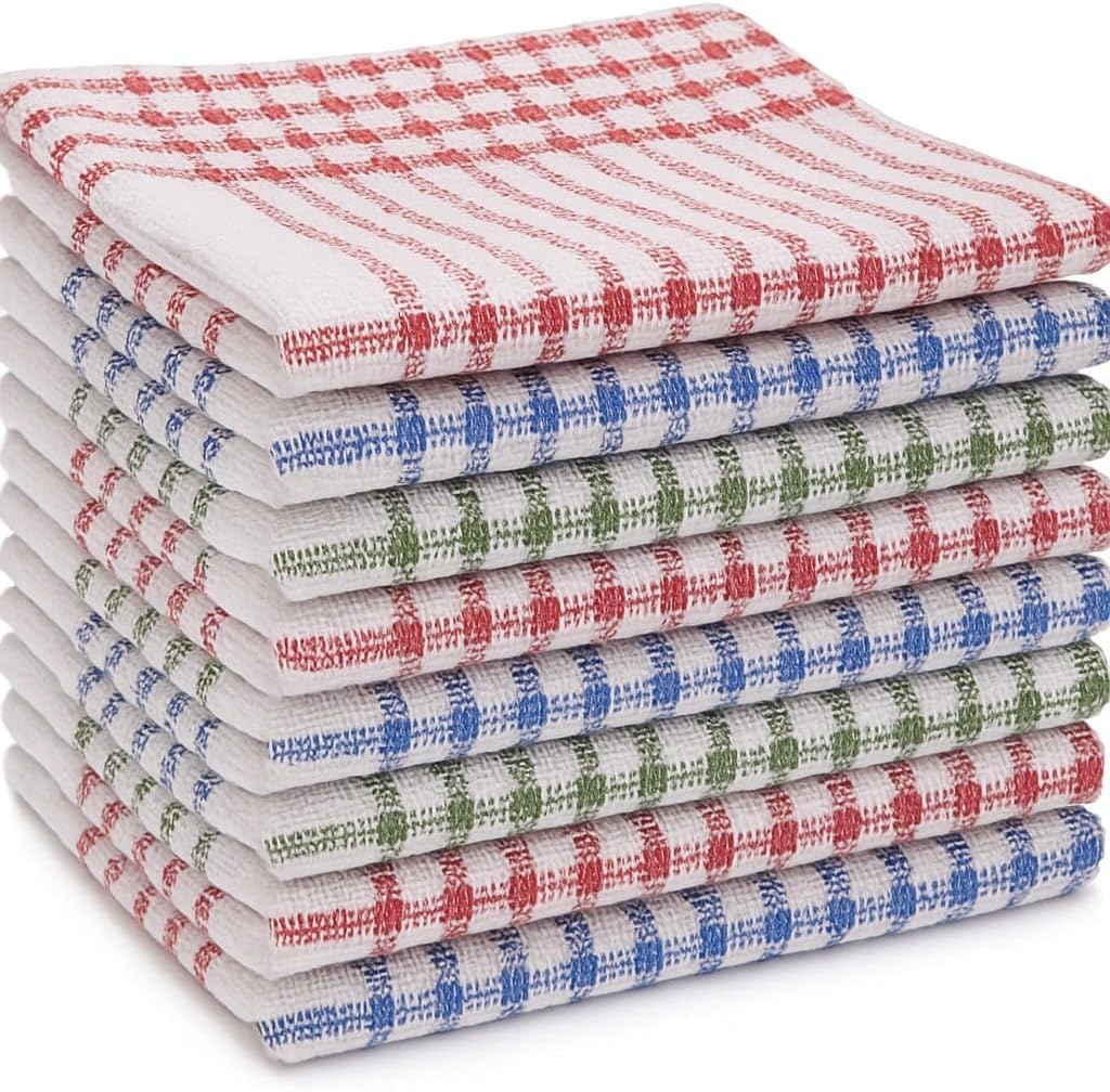 HOUSEGADS Tea Towels - 100% Cotton Quick Dry Multi Coloured Bar Towels Pack of 10 (50 X 70 CM)