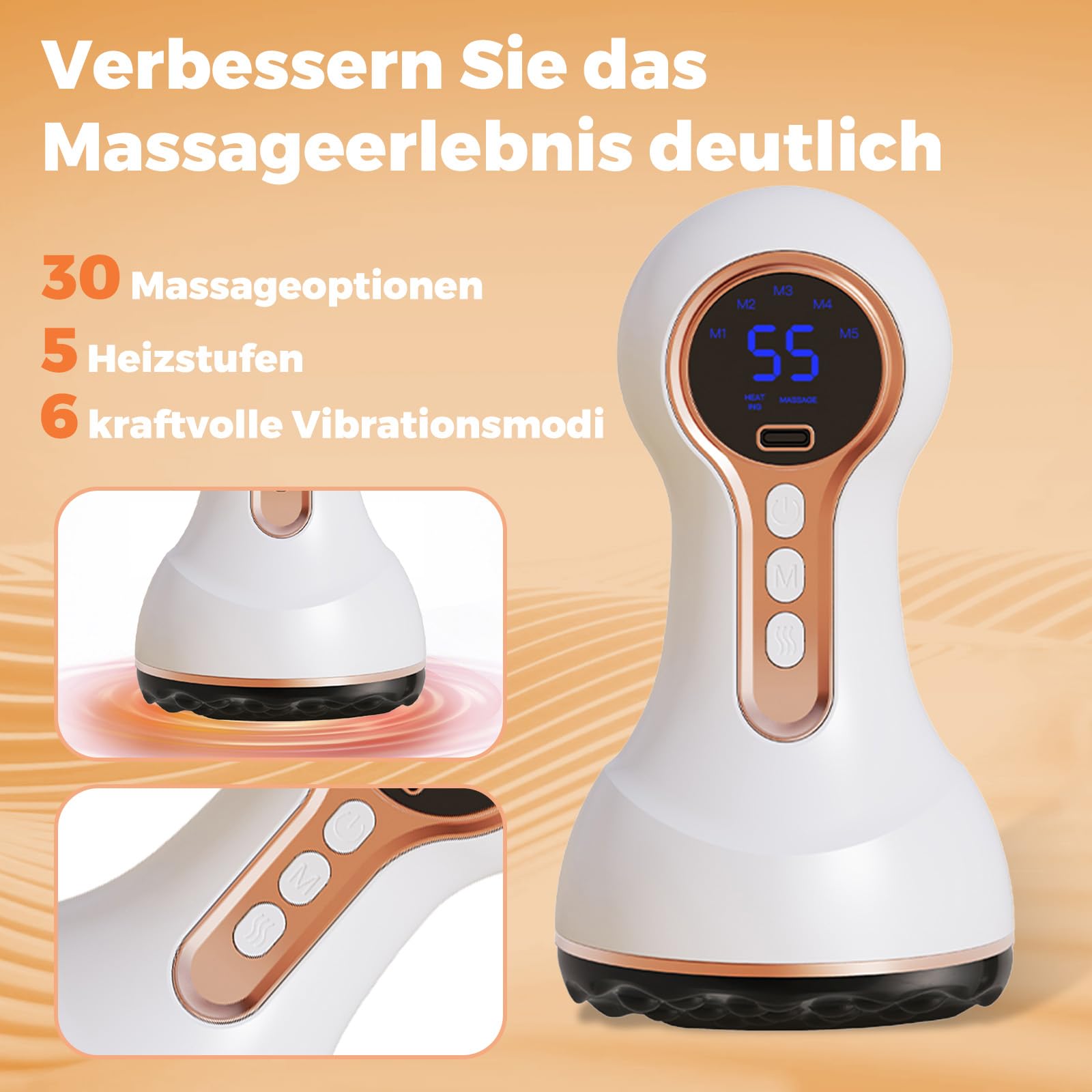 Venopulse Neuropathie Fußmassagegerät, Vibrastone Bein Massagegerät mit Wärmefunktion und Vibration, Fussmassagegerät