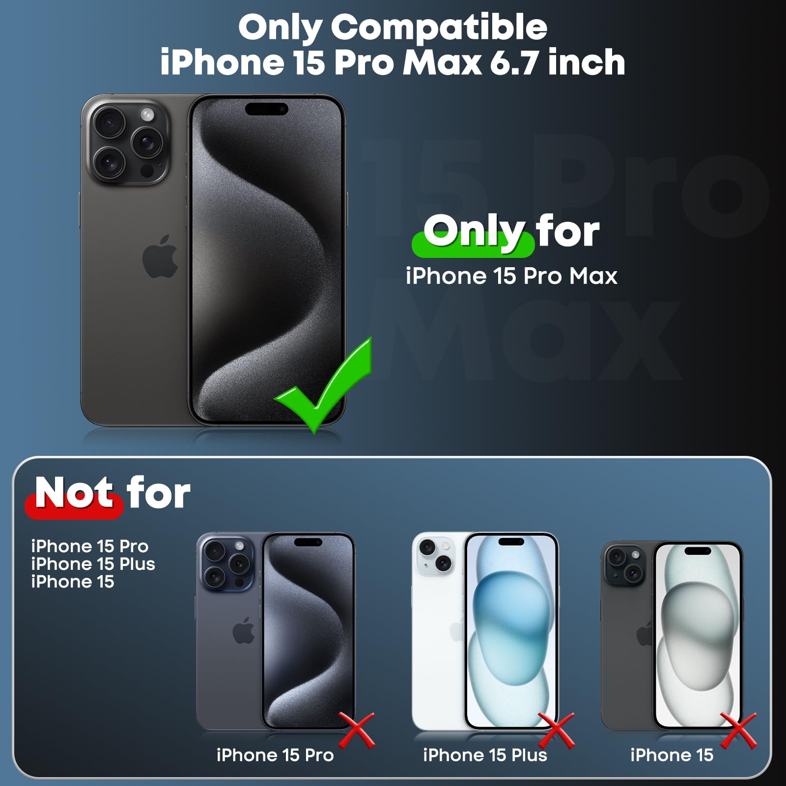 BDIG Funda iPhone 15 Pro MAX Impermeable, Protección de 360 ​​Grados Protector de Pantalla Completa, IP68 Funda a Prueba de Golpes Compatible con iPhone 15 Pro MAX 6.7 Pulgada, Negro