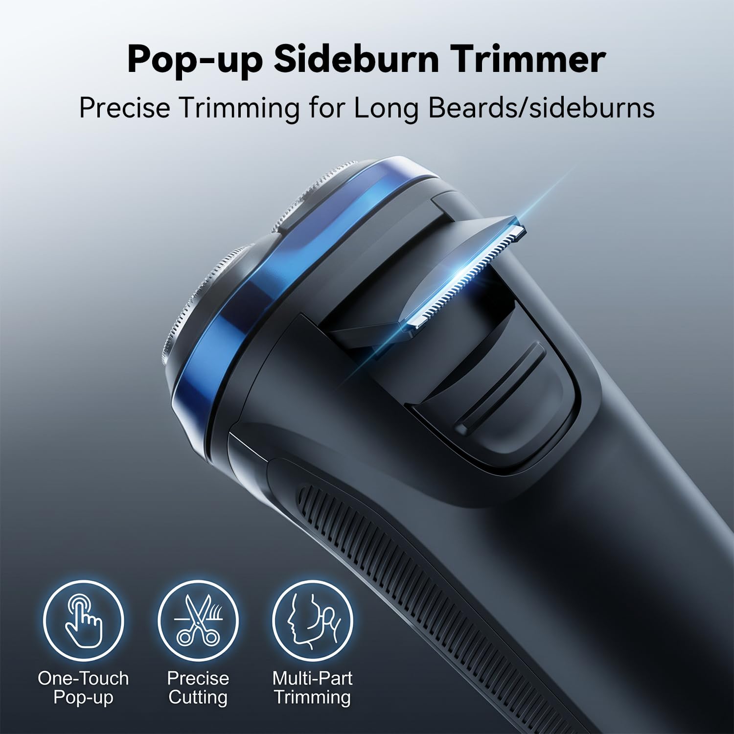 ordele Electric Razor for Men, Wet & Dry USB-C Shaver, Pop-up Trimmer Blue view 5