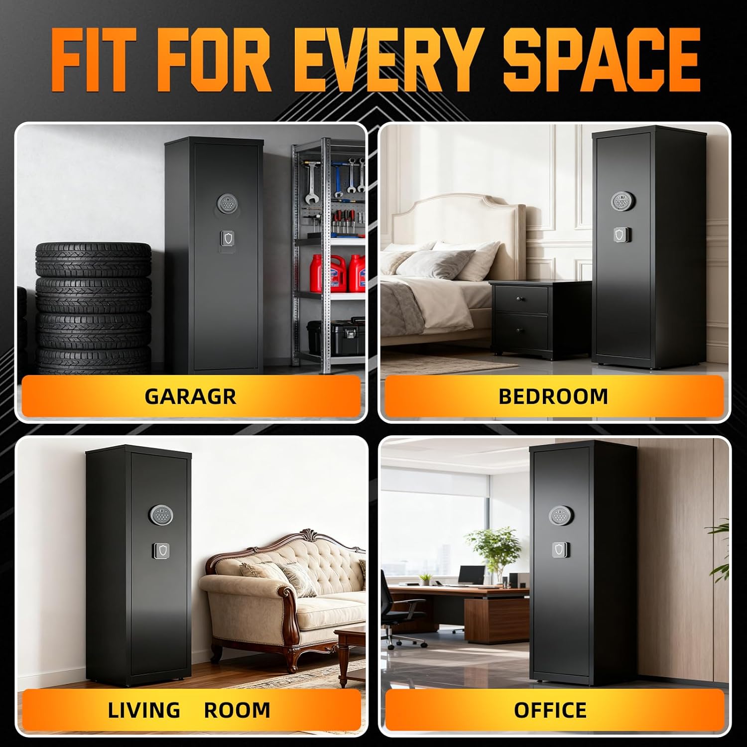 6-10 Gun Safe for Rifle and Pistols,Dual Alarm & Mute Mode Gun Cabinet with Removable Gun Racks,Fingerprint Gun Safes for Shotguns with Multi-Function Panel and Pistol Bags.