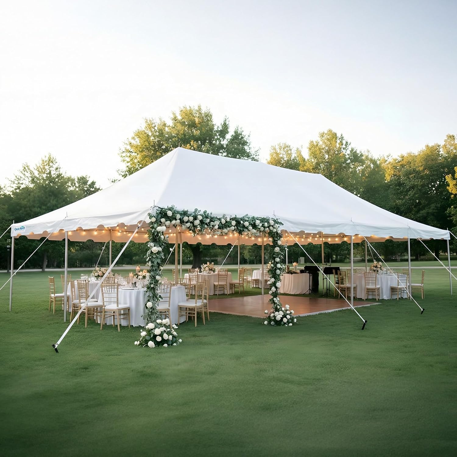 Quictent 20x40 Easy Set Up Pole Party Tent Heavy Duty Fire Retardant Weekend Canopy with 100 Person Capacity, Outdoor Canopies for Parties, Weddings, and Events (with Sides,White)