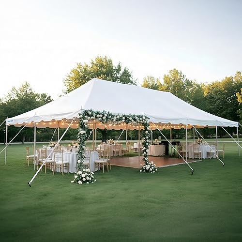 Miniatura 4 de Quictent 20x40 Tienda de campaña ignífuga para fiestas de poste de PVC resistente Vinly Pole Tienda de campaña de fiesta de boda con bolsas