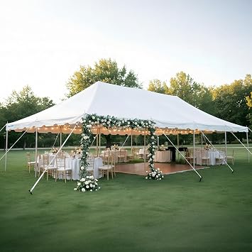 Quictent 20x40 Fire Retardant Pole Party Tents Heavy Duty PVC Vinly Pole Tent Wedding Party Canopy with Carry Bags