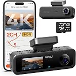 70mai 4K Dash Cam Front and Rear Inside, 3 Channel Car Dash Camera for Cars, Dashcam with GPS, Wi-Fi 6, Voice Control, Parking Monitor, Night Vision, Loop Recording, 64GB SD Card Included (T800E)