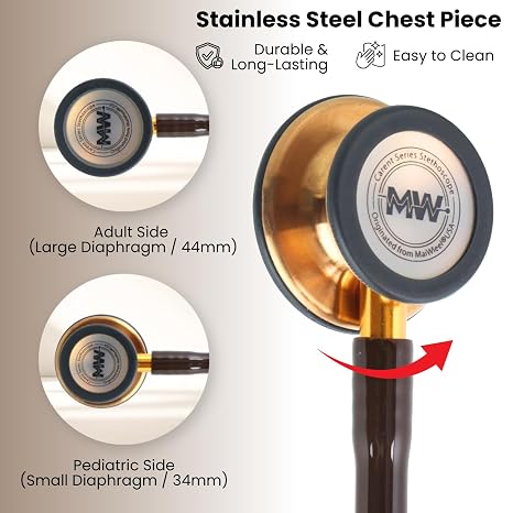Dual Head Stethoscope for Medical Professionals,Stethoscope For Doctor,Nurse,Vet,Medical Student,Double-Sided Stainless Chestpiece (Chocolate)