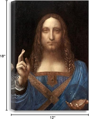 Miniatura 8 de DECORARTS - Retrato de Cristo en Salvator Mundi por Leonardo Da Vinci. Impresiones giclée sobre lienzo de algodón sin ácido, arte de pared en lienzo
