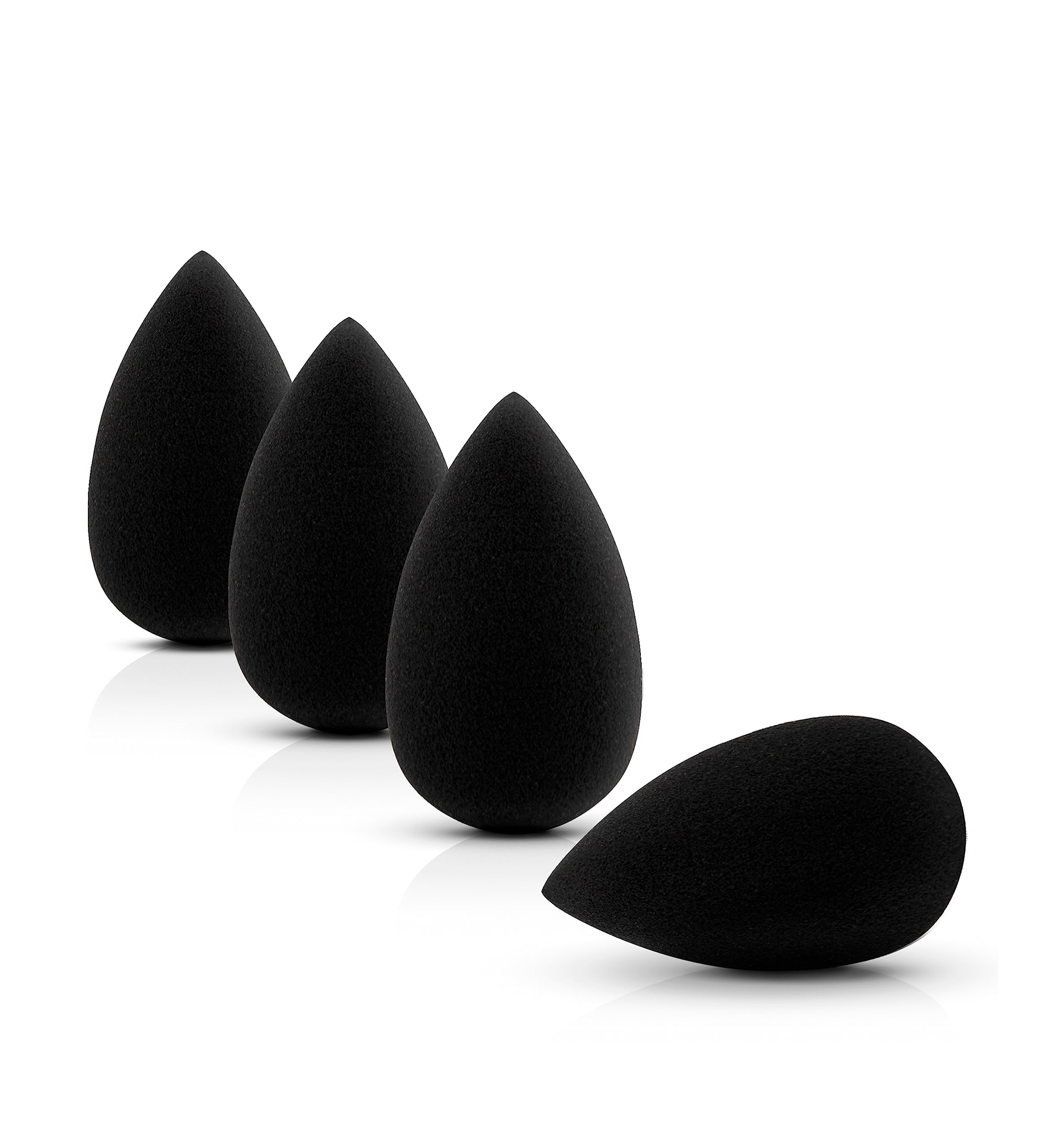 Luvia Beauty Blender mini gąbka – 4 gąbeczki do makijażu w kolorze czarnym – super miękka gąbka do mieszania w zestawie do precyzyjnego i dużej powierzchni