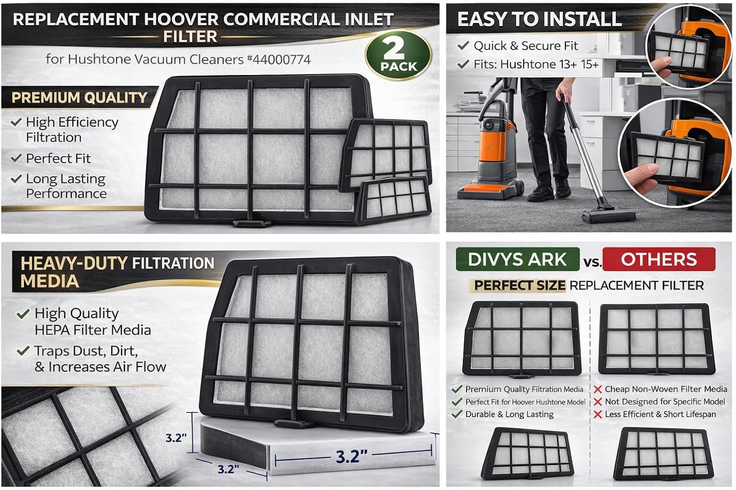 Replacement of Hoover Commercial Inlet Filter for Hushtone Vacuum Cleaners #440007774 image 5