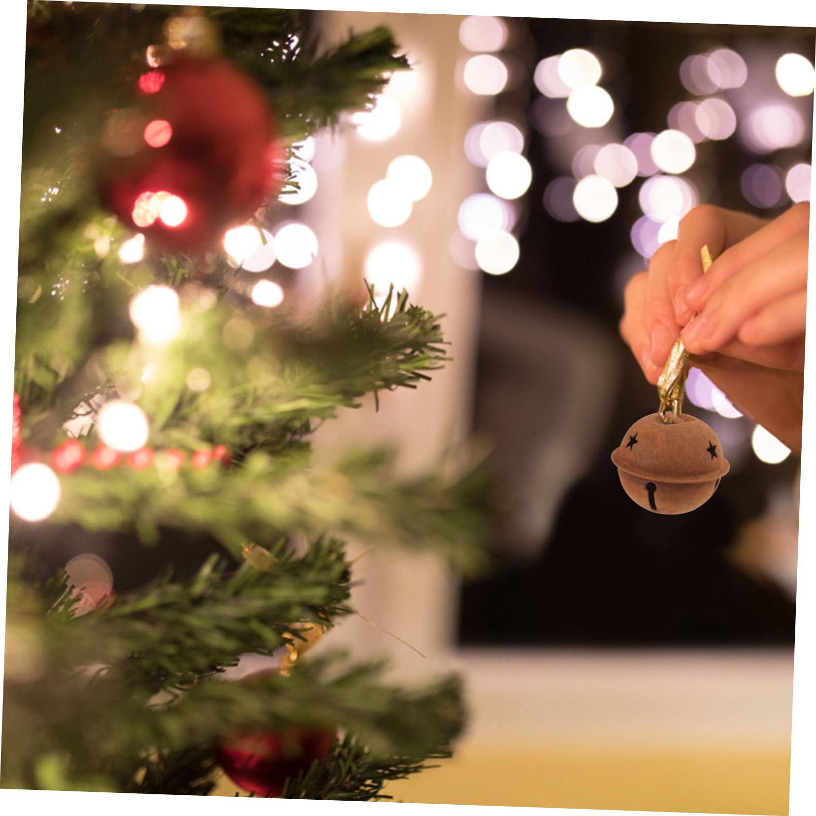 PRETYZOOM 60 Piezas Campana De Metal Oxidado Campanas Rústicas Navideñas Óxido Cascabel Navideño con Recortes De Estrellas. Colgante De Temporada Favor De Fiesta Navideña Decoración Navideña
