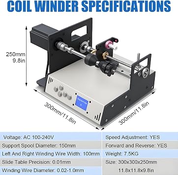 Automatic Coil Winding Machine, Industrial Grade Wire Winder with LCD Screen, for Copper Wire, Fishing Line, Silk Thread