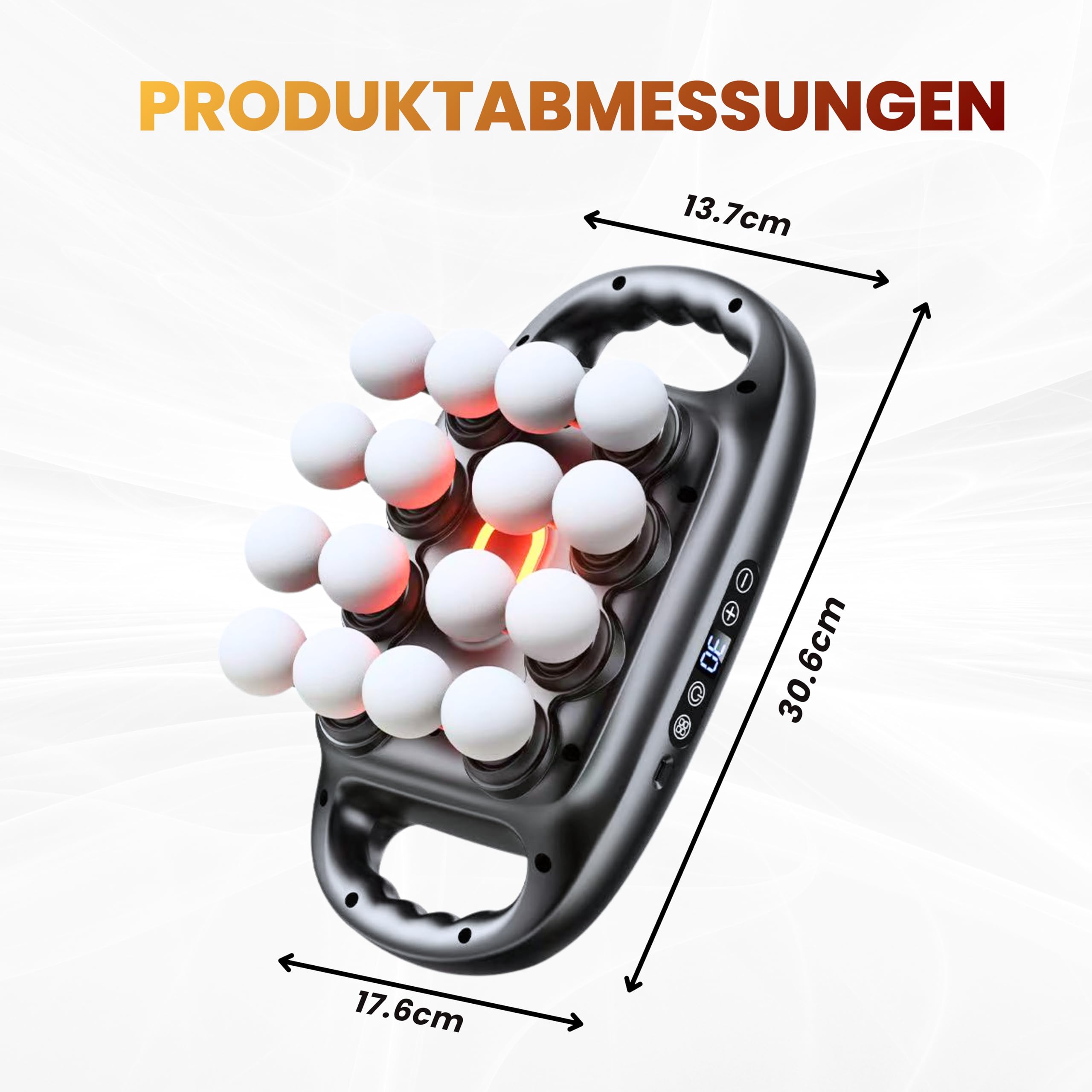 BeFit24 Massagepistole mit Wärmefunktion & 16 Massageköpfen, Tiefengewebe Massagegerät gegen Muskelverspannungen und Schmerzen, Muskelregeneration für Rücken, Nacken, Schultern & Beine, Kabellos USB-C