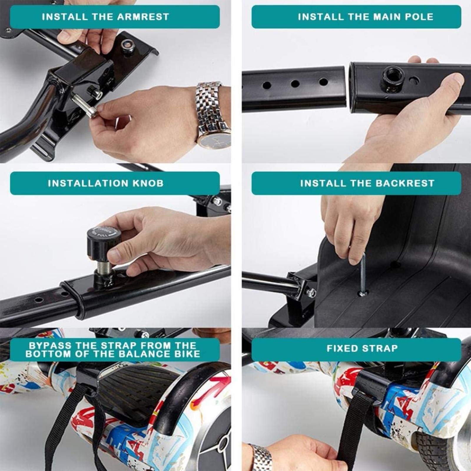 TGHY Hoverkart Sièges Transforme Votre Hoverboard en Kart à Pédales Sangle et Cadre Réglables Convient pour Hoverboard 6,5" 8,0" et 10" Meilleur Cadeau pour Les Enfants