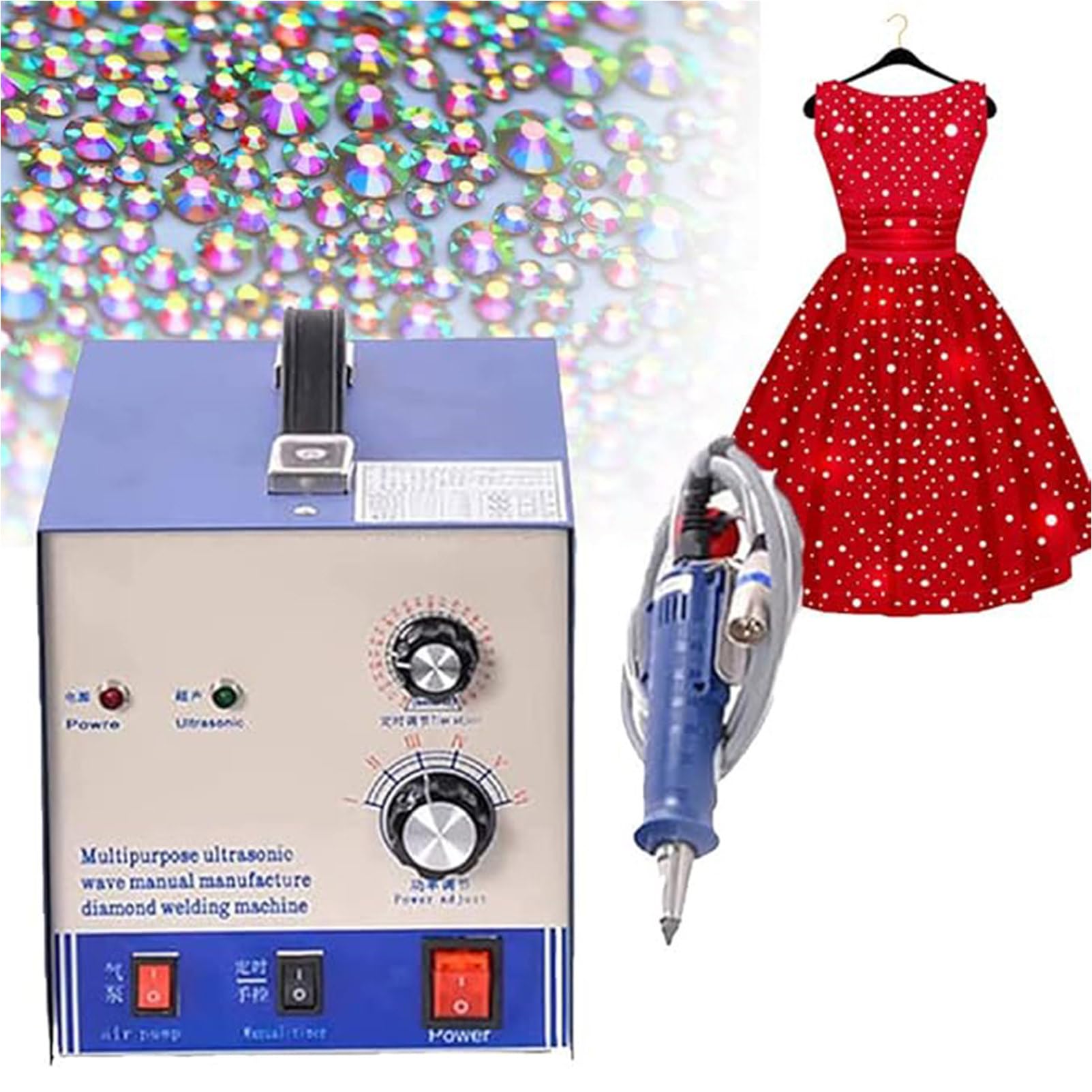 HTDRE Rhinestone Setting Machine, 80Pcs/Min Hotfix Applicator, DIY Beads Press Fixing Tool