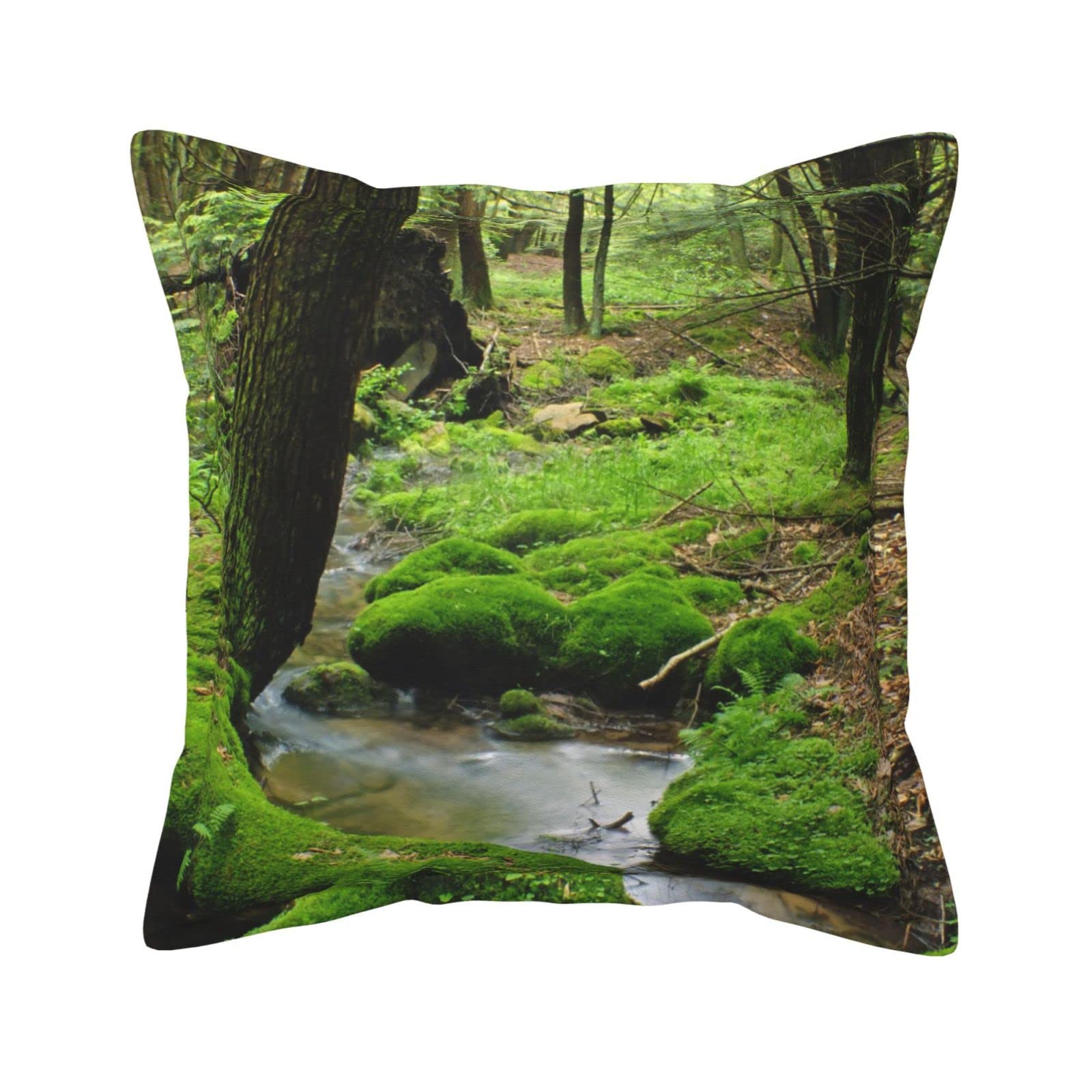 Housse de coussin vert en simili cuir jungle 45x45 cm pour decoration de salon