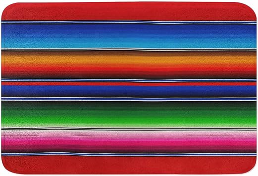 Mexican Style Bathroom Mat Rugs Blankets Colorful Stripes Microfiber Faux Cashmere Thick Plush Bath Mat Non-Slip Water Absorbent Bath Carpet for Bathtub Bathroom Floor Tub 16X24 in
