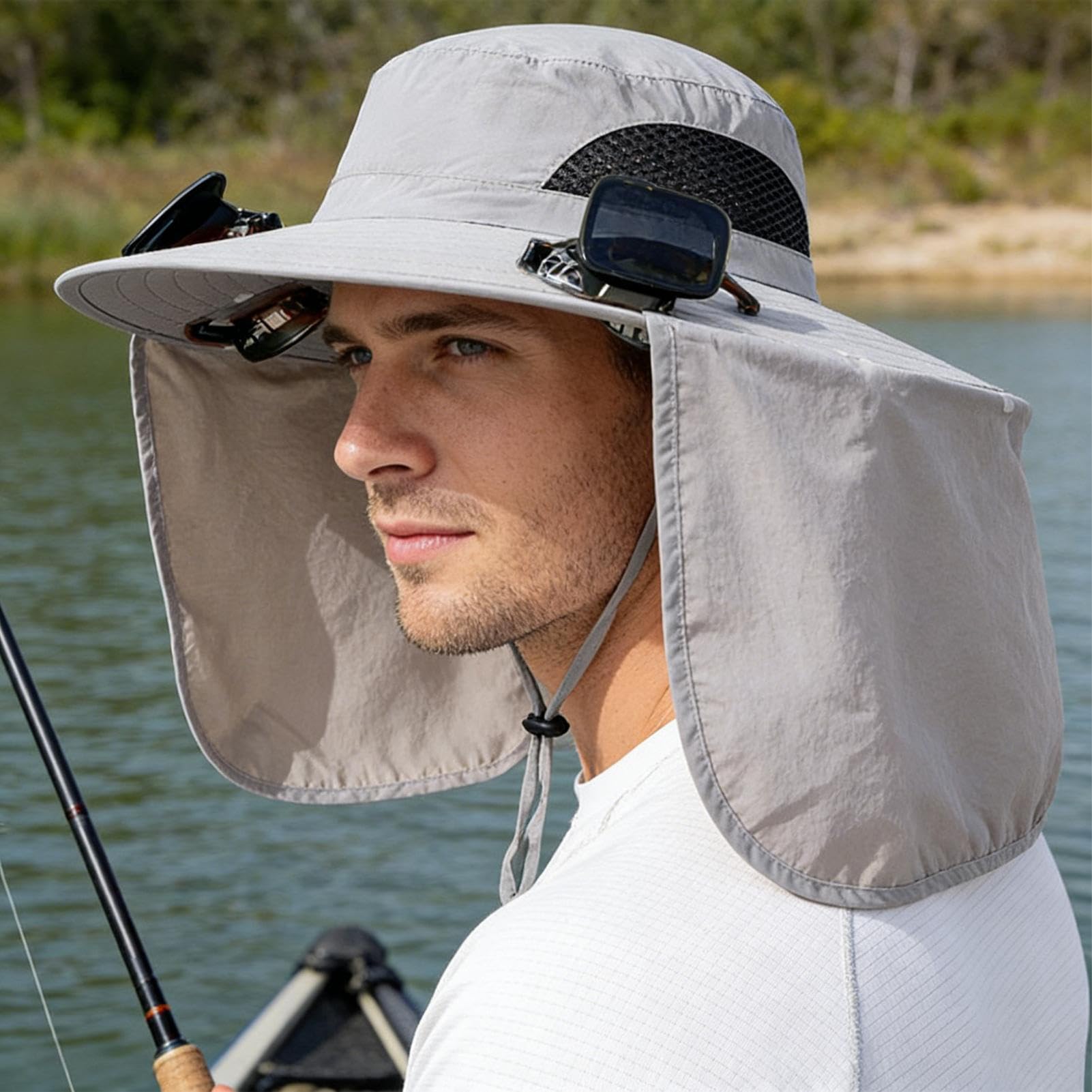 Sombrero con Ventiladores | Protección UV para Cabeza - Sombrero Plegable de con 2 Ventiladores Solares | para Hombre Mujer Senderismo Exterior Playa Vacaciones Verano